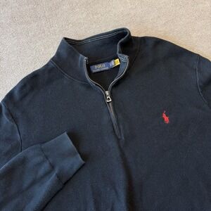 Polo Ralph Lauren Knit Quarter Zip Sweater Size 2XLT Black Pullover